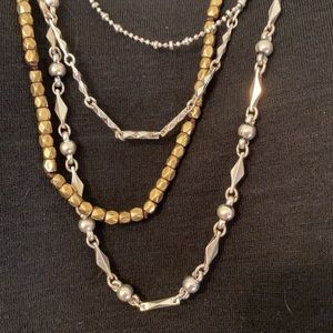 Layered Beaded Necklace in Gold and Silver